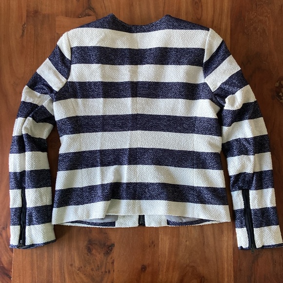 Gap navy blue cream striped slub knit jacket americana nautical fall layer 4 - Picture 4 of 16
